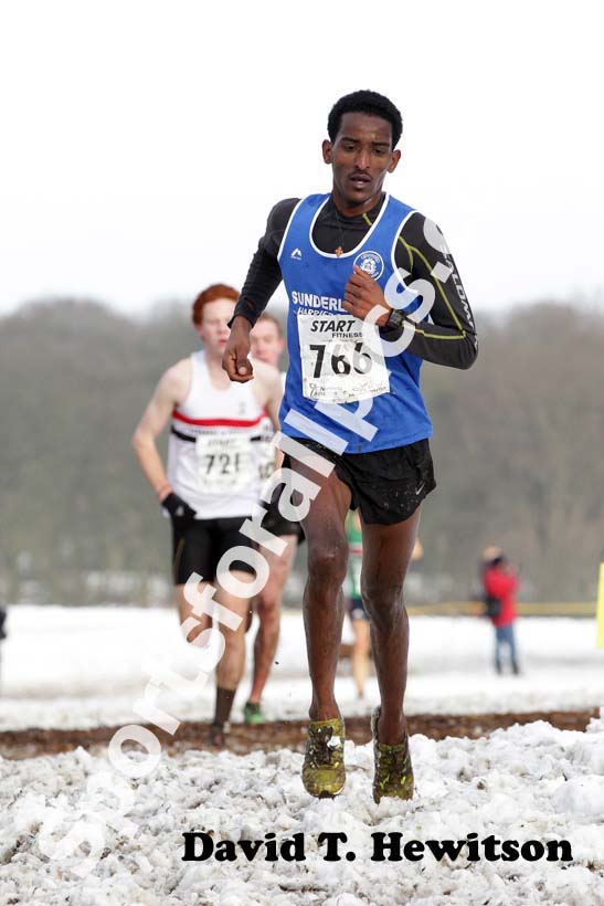 Weynay Ghebresilasie (Sunderland Harriers) on his way to winning the junior mens Northern Cross Country Championships.